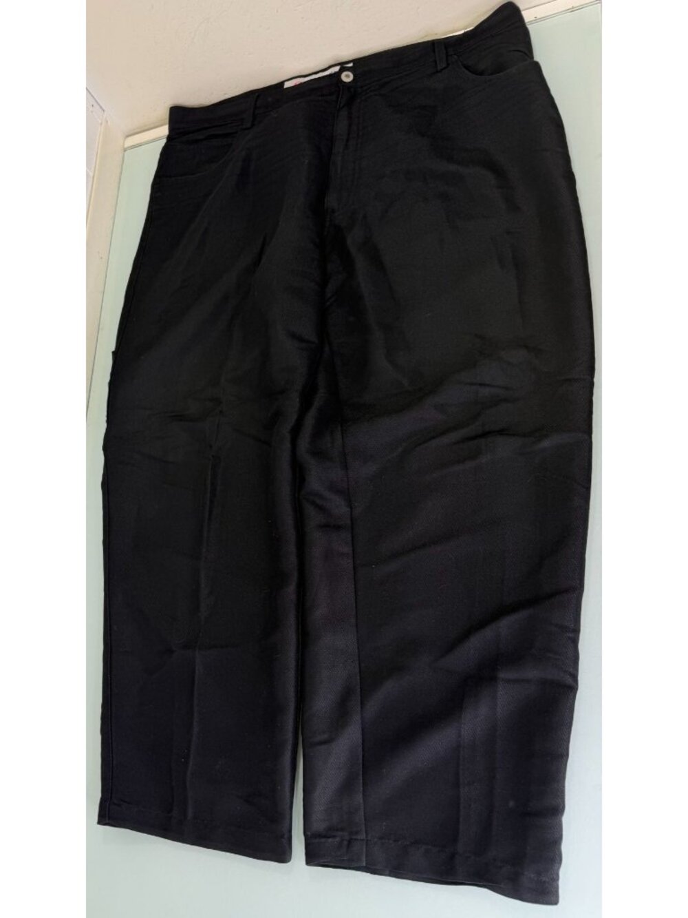 Vintage Y2K Anchor Blue Pants Mens 40X30 Rayon Blend Lightweight Black Baggy Rar